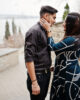 Love story of indian couple posed outdoor.